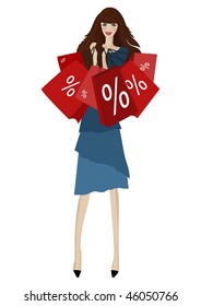 Beautiful woman with shopping bags isolated