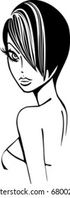 Beautiful woman with short hair - vector illustration