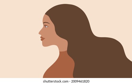 Beautiful woman side view face vector illustration