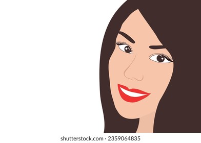 Beautiful woman side view face  vector illustration