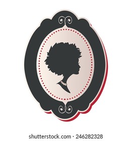 A Beautiful Woman Silhouette With An Afro Hairstyle In A Cameo Frame. Vector Art.