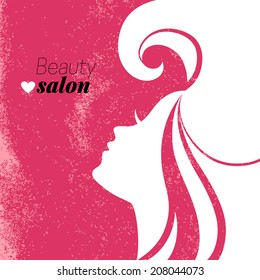 Beautiful Woman Silhouette. Beauty Salon Poster. Vector Illustration