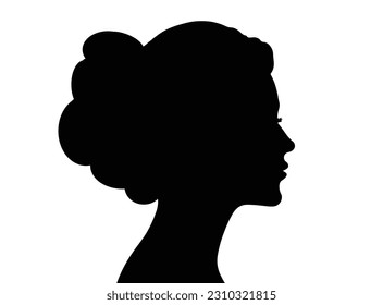 Hermosa silueta de mujer, vista lateral de cara, vector Ilustración