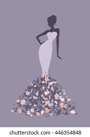 Beautiful woman silhouette in high fashion dress