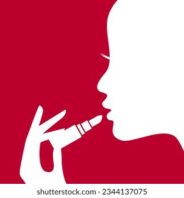 Beautiful woman silhouette with lipstick