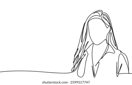 Beautiful woman silhouette one line continuous. Hand drawn vector art.