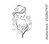Beautiful Woman silhouette with rose flower logo Girl logo Female Silhouette logo   Exotic Premium Vector Silhouette Pilates