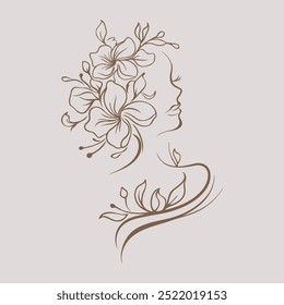 Beautiful Woman silhouette with rose flower logo Girl logo Female Silhouette logo Woman silhouette logo Exotic Premium Vector Silhouette Pilates