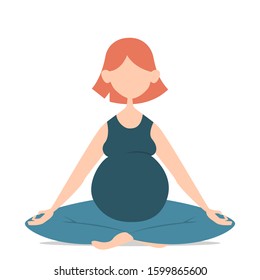 Beautiful woman sitting in lotus pose. Meditation and yoga. Vector isolated illustration of female person relax.
