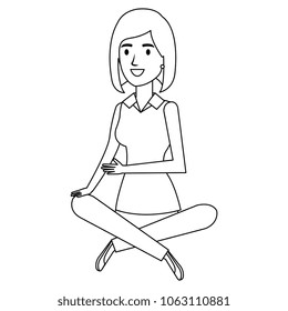 beautiful woman sitting on the floor avatar character