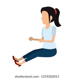 beautiful woman sitting on the floor