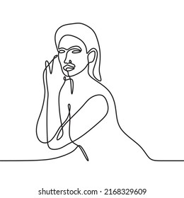 beautiful woman sitting style continuous drawing single line art