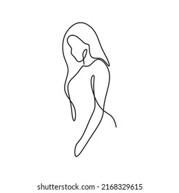 Beautiful Woman Sitting Style Continuous Drawing Single Line Art