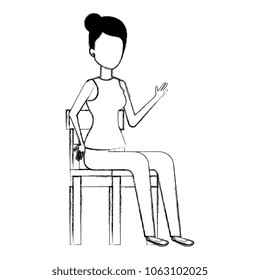 beautiful woman sitting in wooden chair