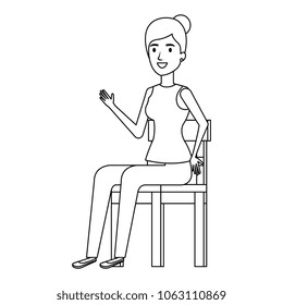beautiful woman sitting in wooden chair