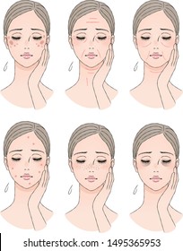 Beautiful woman with skin problems. Vector