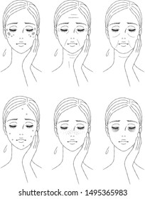 Beautiful woman with skin problems. Vector