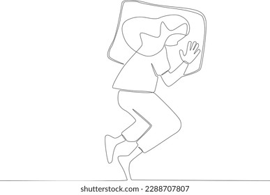 A beautiful woman slept soundly. Sleep one-line drawing