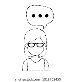 beautiful woman with speech bubble avatar character
