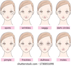 Beautiful Woman Spots Wrinkles Saggy Dark Stock Vector (Royalty Free ...