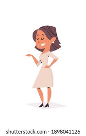 beautiful woman standing pose female cartoon character full length vector illustration