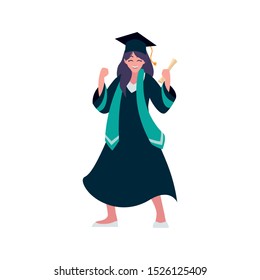 beautiful woman student graduated celebrating vector illustration design