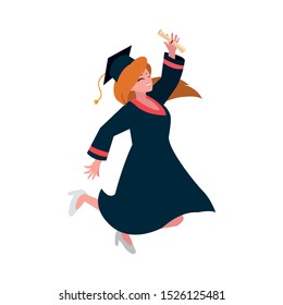 beautiful woman student graduated celebrating vector illustration design