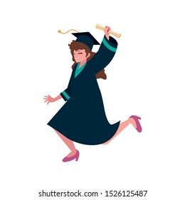 beautiful woman student graduated celebrating vector illustration design