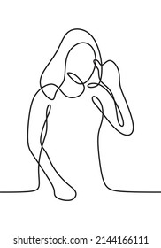 beautiful woman style continous drawing single line art