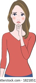 A beautiful woman suffering from a headache.