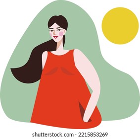 bella mujer en verano, vector