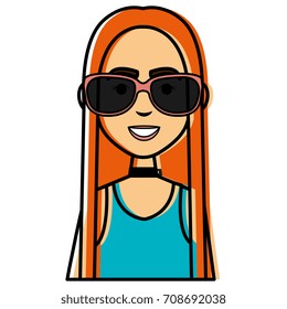 beautiful woman with sunglasses avatar character