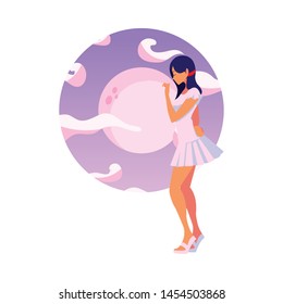 beautiful woman talk bubble in the night