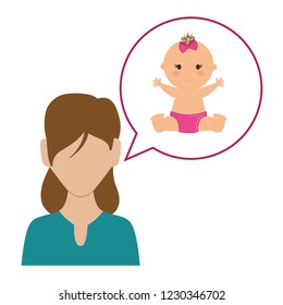 beautiful woman thinking in baby