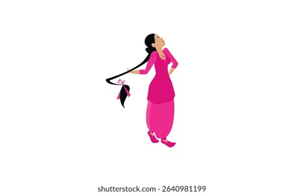 Beautiful woman in traditional clothes, Pretty lady cartoon character