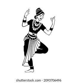 Beautiful woman in traditional indian clothes dancing