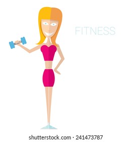 Beautiful woman training  in gym. vector illustration
