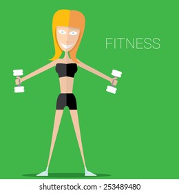 Beautiful woman training in gym. vector illustration