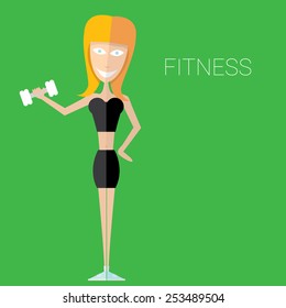 Beautiful woman training in gym. vector illustration