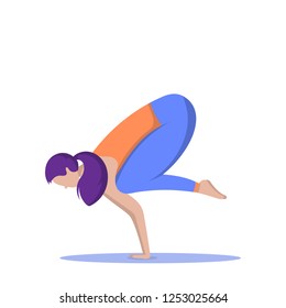 Beautiful woman training yoga poses. Girl exercises pilates