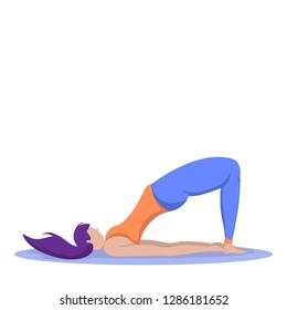 Beautiful woman training yoga poses. Girl exercises pilates