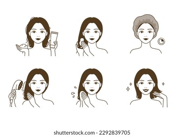 Mujer hermosa con tratamiento para el cabello (paquete) para el cabello bueno brillante