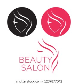 Beautiful woman vector logo template for hair salon. Logo vector cosmetic procedures, spa center