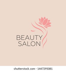 Beautiful woman vector logo template for hair salon, beauty salon, cosmetic procedures, spa center. Beauty logo for hair salon