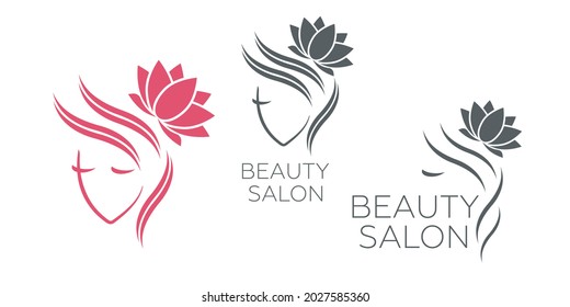 Beautiful woman vector logo template for hair salon, beauty salon, cosmetic. Beautiful woman vector