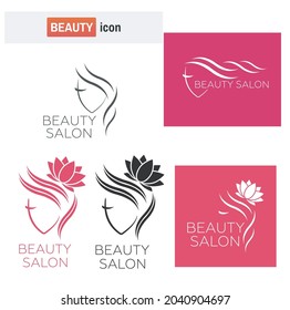 Beautiful woman vector logo template for hair salon, beauty salon, cosmetic procedures, spa center. vector logo template for hair salon