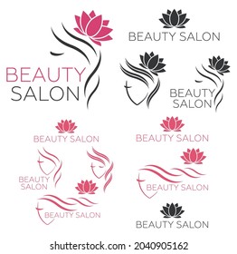 Beautiful woman vector logo template for hair salon, beauty salon, cosmetic. Beautiful woman vector