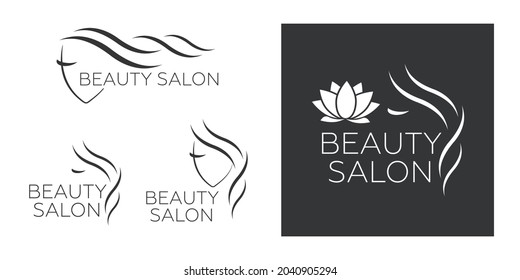 Beautiful woman vector logo template for hair salon, beauty salon, cosmetic procedures, spa center. vector logo template for hair salon