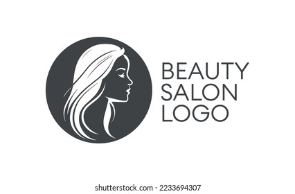 Schöne Frau Vektorgrafik-Logo-Vorlage für Friseur. Logo des Schönheitssalons