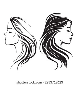 Beautiful woman vector logo template for hair salon